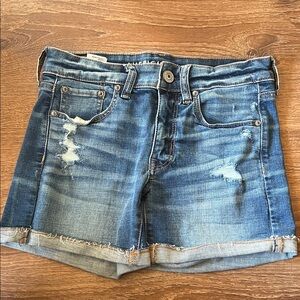 American Eagle Distressed Blue Denim Jean Shorts Midi